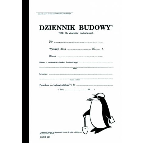 Druk Papirus Dziennik budowy A4 DB2